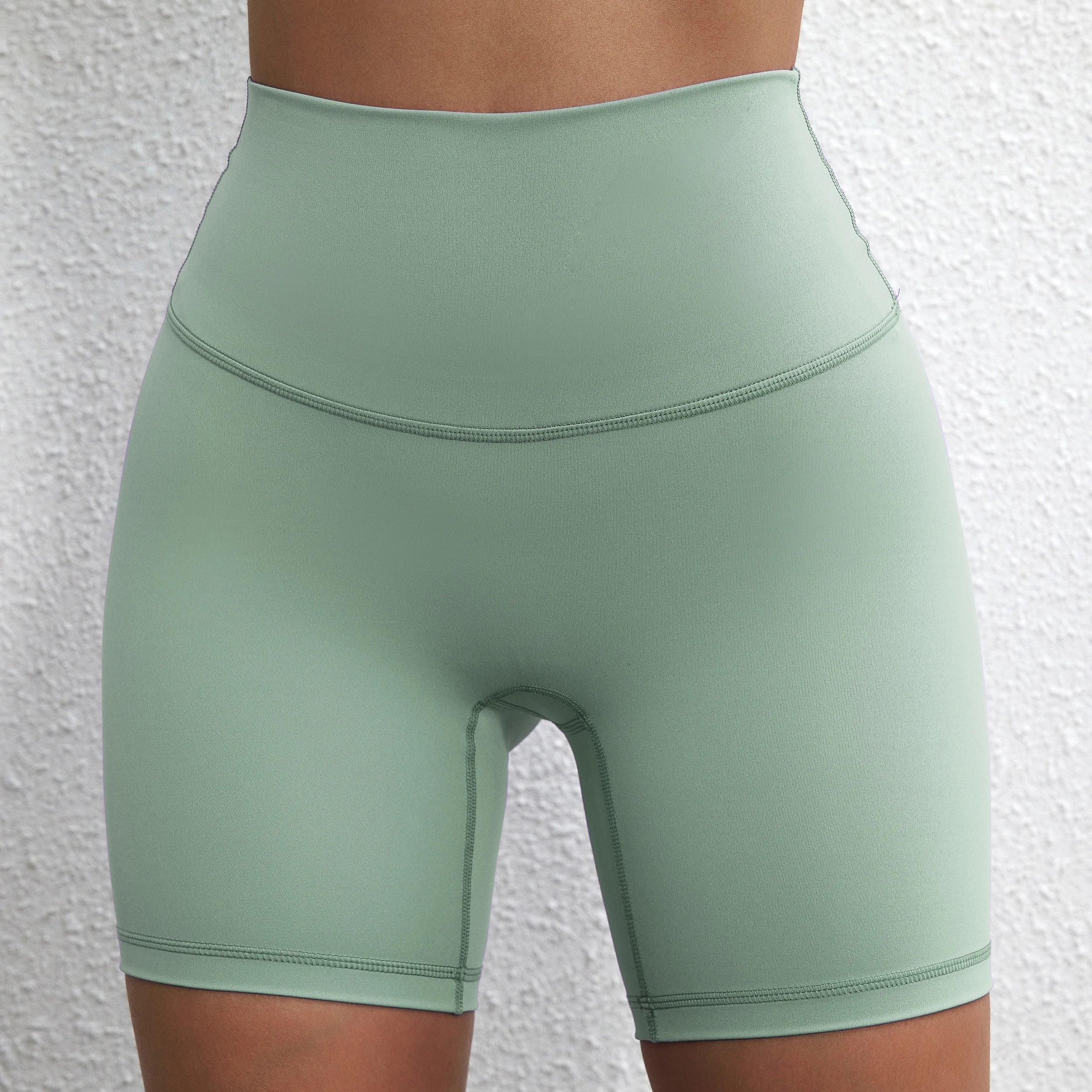 Women's Shorts Apparel: Solid Colour, High Waist, Comprehensive Fitness Sports Training Shorts with Internal Pocket / Rungear
