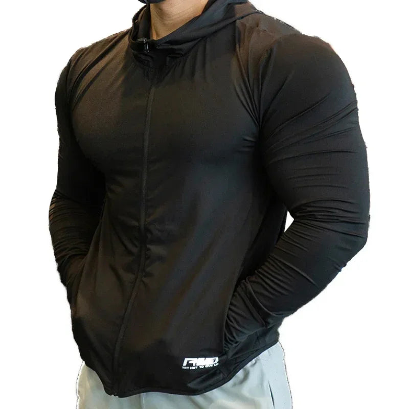 Men's Running Clothing: Waterproof, Ice Silk, Quick-Dry, Hooded Windbreaker Sports Jackets / Rungear