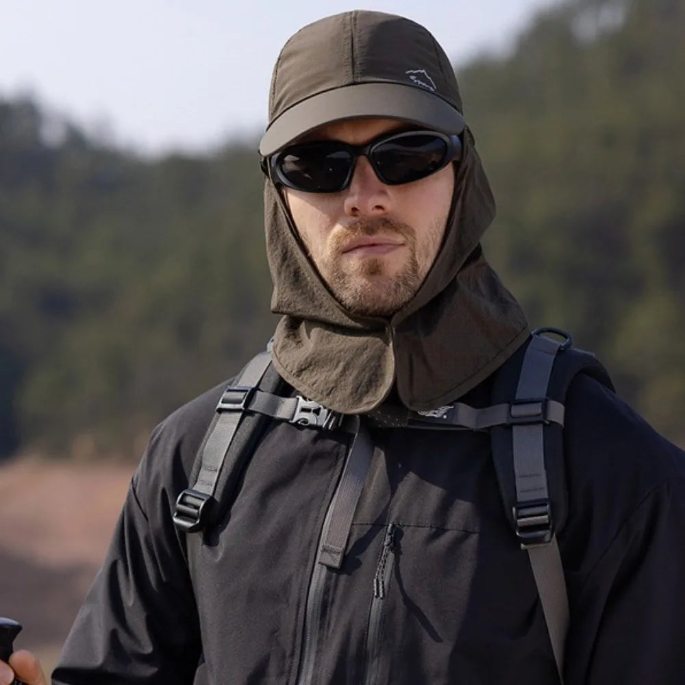 Unisex Breathable Detachable Mask Wide Brimmed Bucket Sunhat For All Outdoor Sports