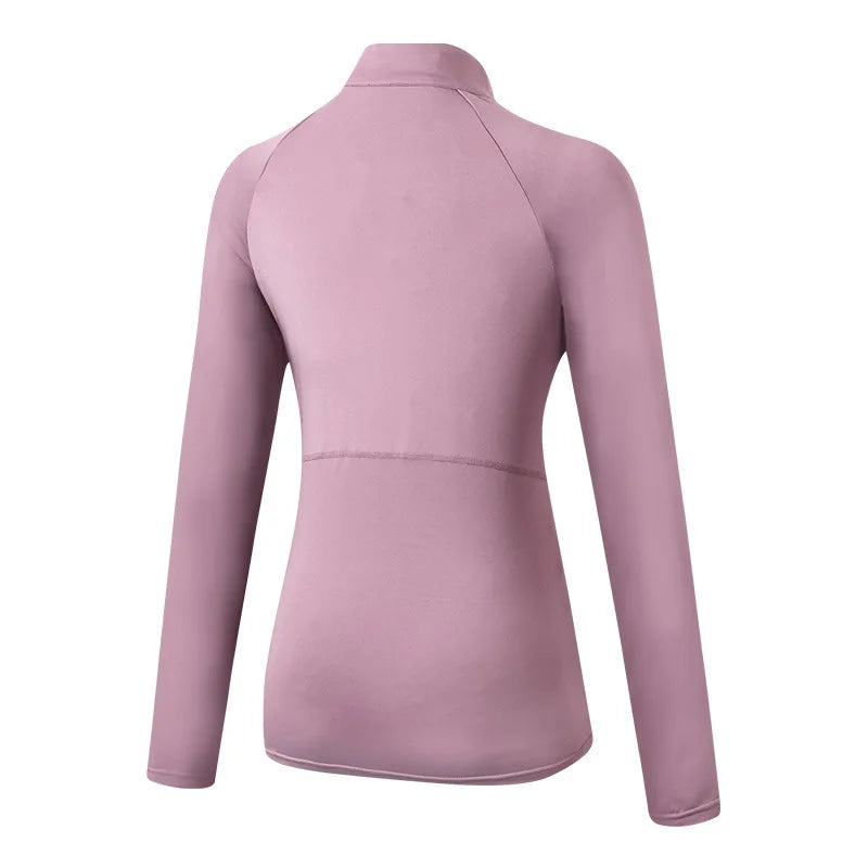 Women's Quarter-Zip Long Sleeve Athletic Top – High-Elastic, Compression Fit | Running, Yoga & Training | S–XXL