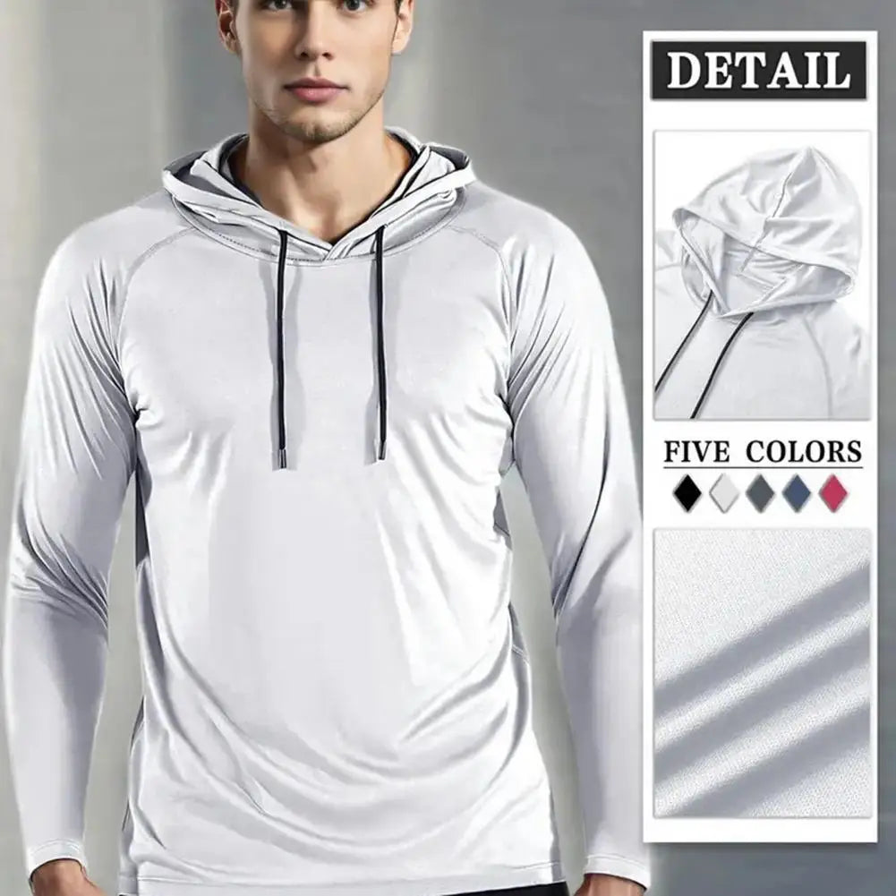 Men's Quick Dry Apparel: Long Sleeve, Sweat-Wicking Hooded, Loose-Fitted T-Shirt for Running, Hiking, All Sports / Rungear