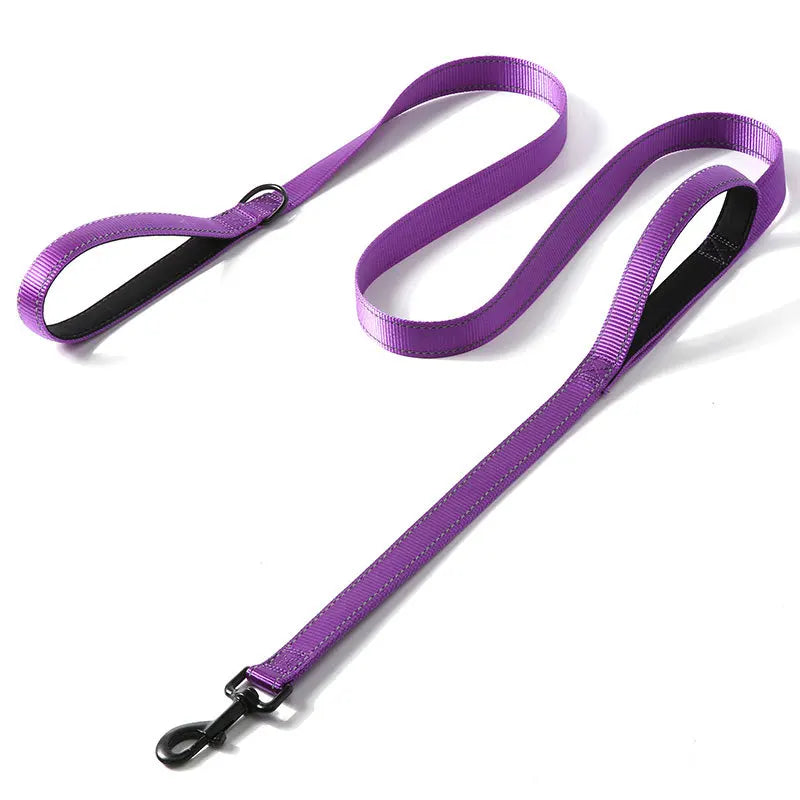 Pet Accessories Gear: 6FT Heavy Duty, Double Handle, Reflective, Nylon Dog Leash for Large Medium Dogs / Rungear