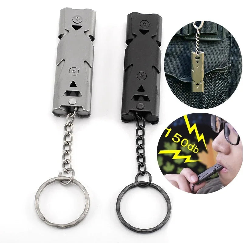 Emergency Survival Whistle Keychain | High Decibel Double Pipe for Trail & Outdoor Safety