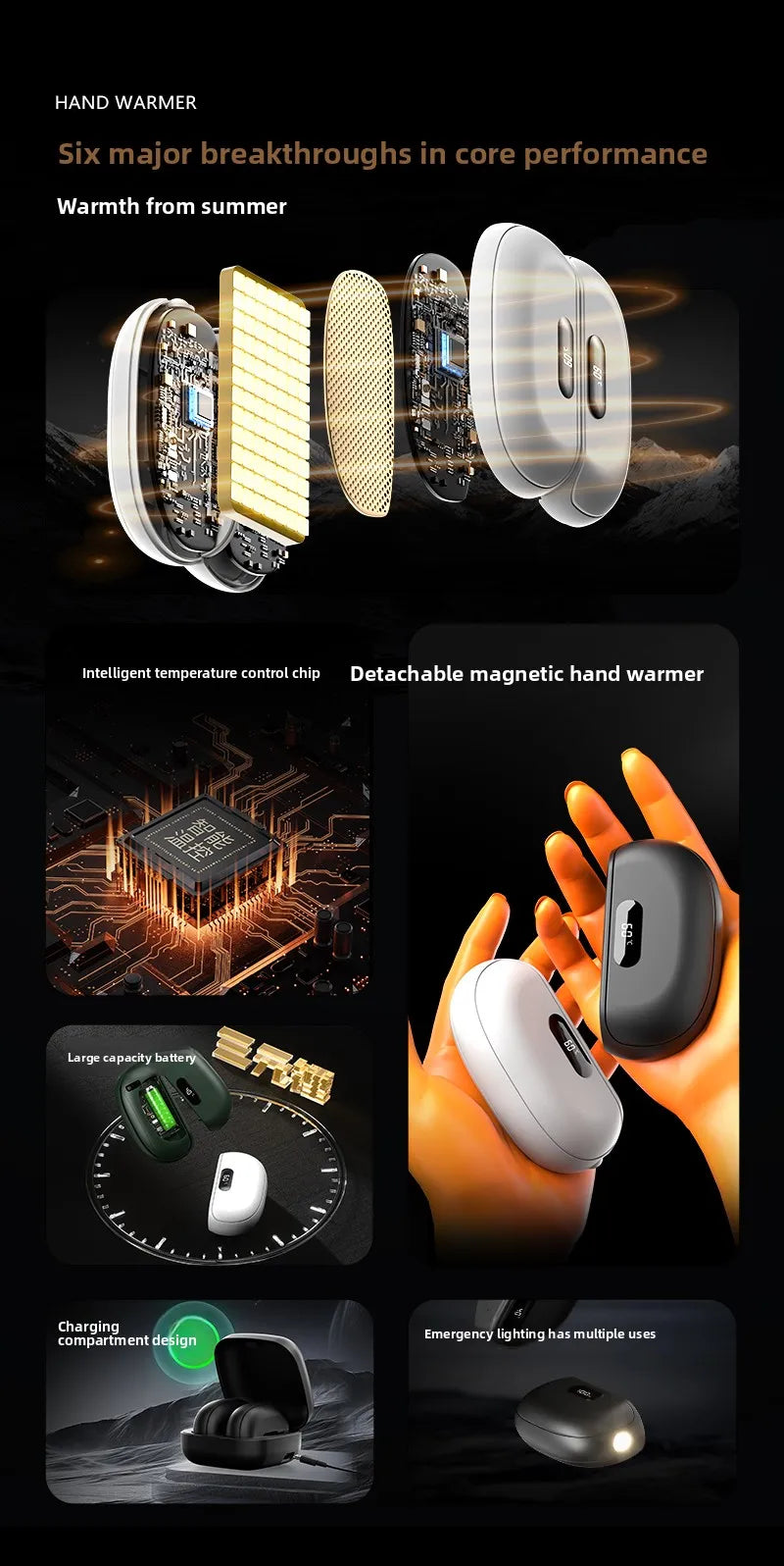 Magnetic Detachable Rechargeable Hand Warmer — 2-in-1 Mini Heat Pack | Up to 6 Hours
