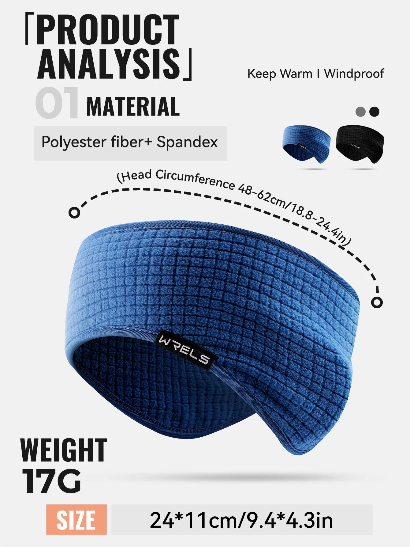 WRELS Fleece Thermal Ear Warmer Headband | Running, Cycling & Hiking