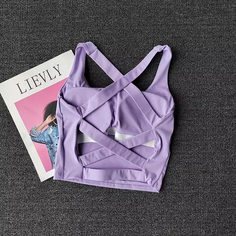 Women's Cross-Strap Wrap Sports Bra | Breathable Push-Up Gym & Yoga Bralette | RUNGEAR