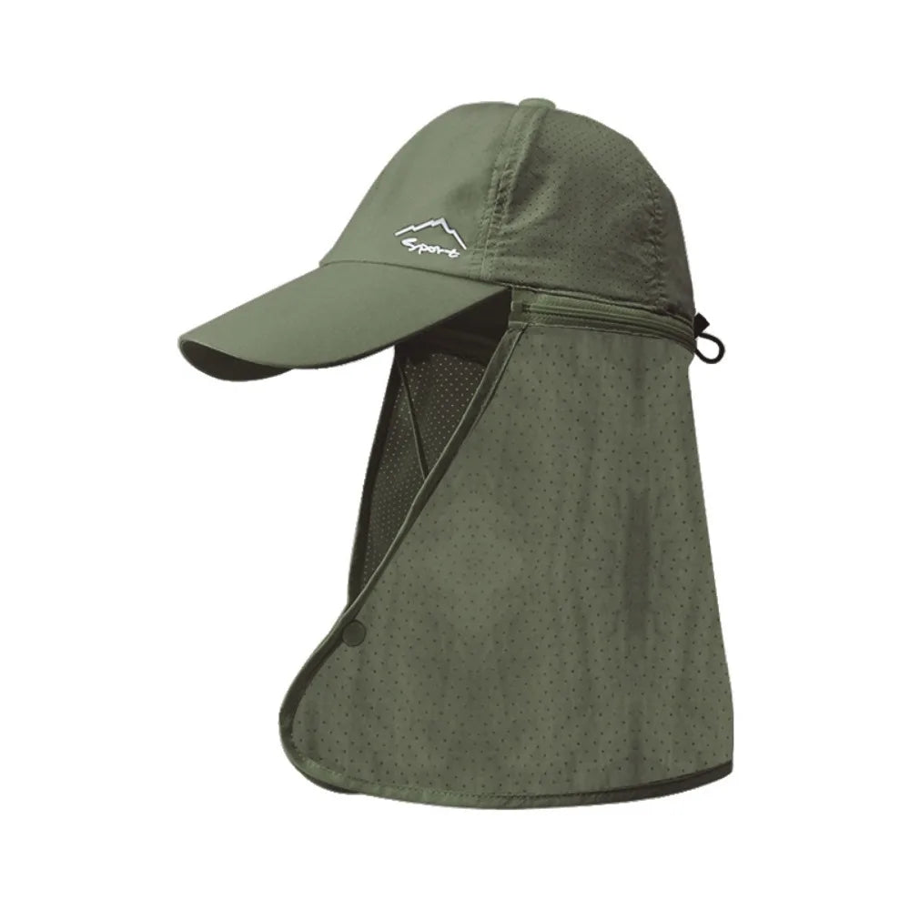 Unisex Breathable Detachable Mask Wide Brimmed Bucket Sunhat For All Outdoor Sports