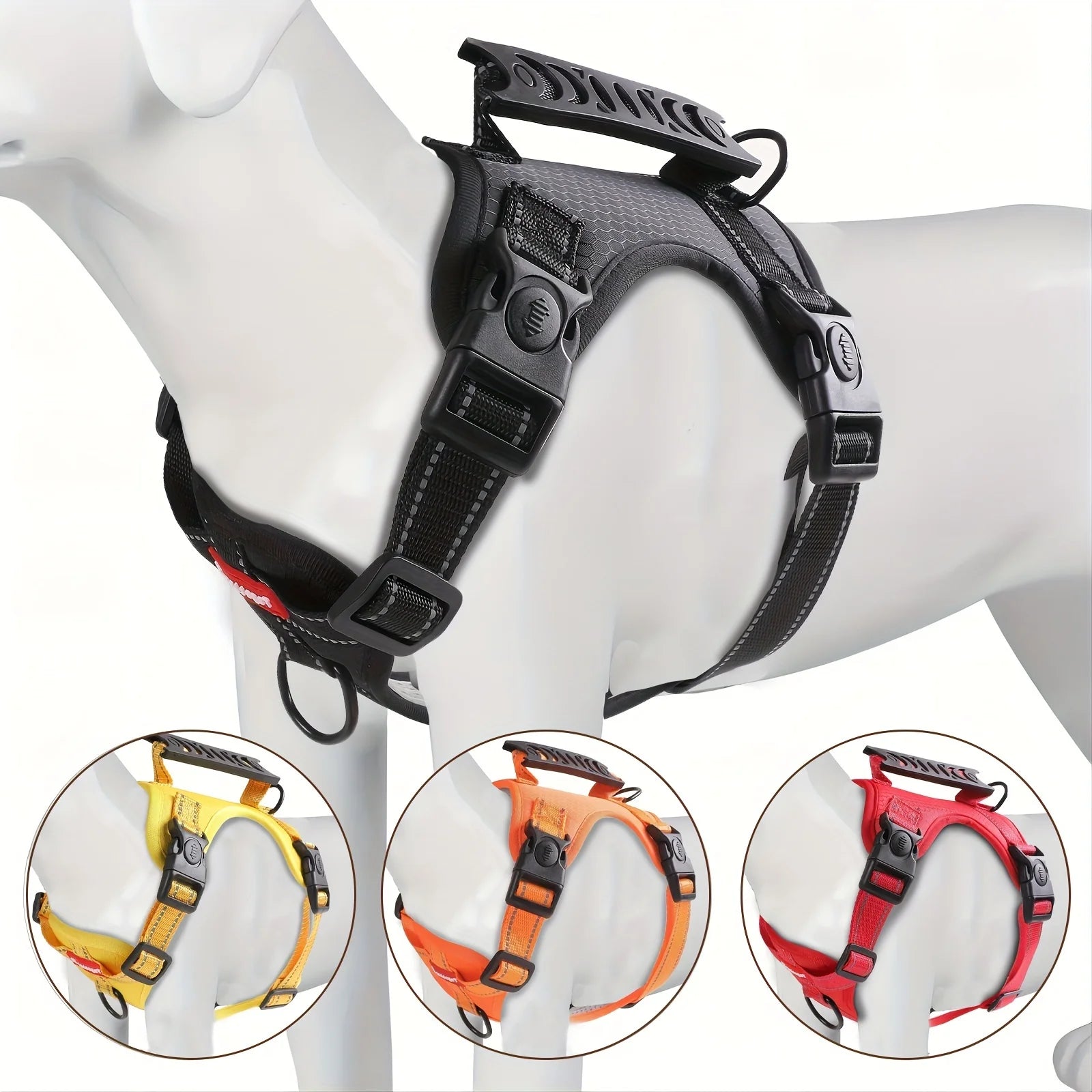 Soft Padded Dog Harness with Control Handle | No-Pull, Quick-Release | XS–XL | 4 Colours