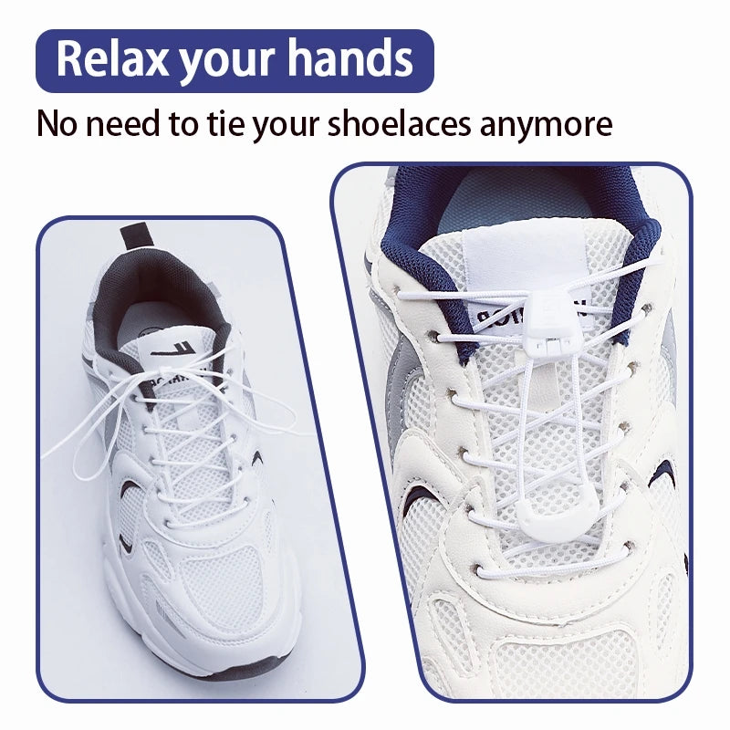Round No-Tie Elastic Shoelaces | Adjustable Fit | 10 Colours | Running & Sport