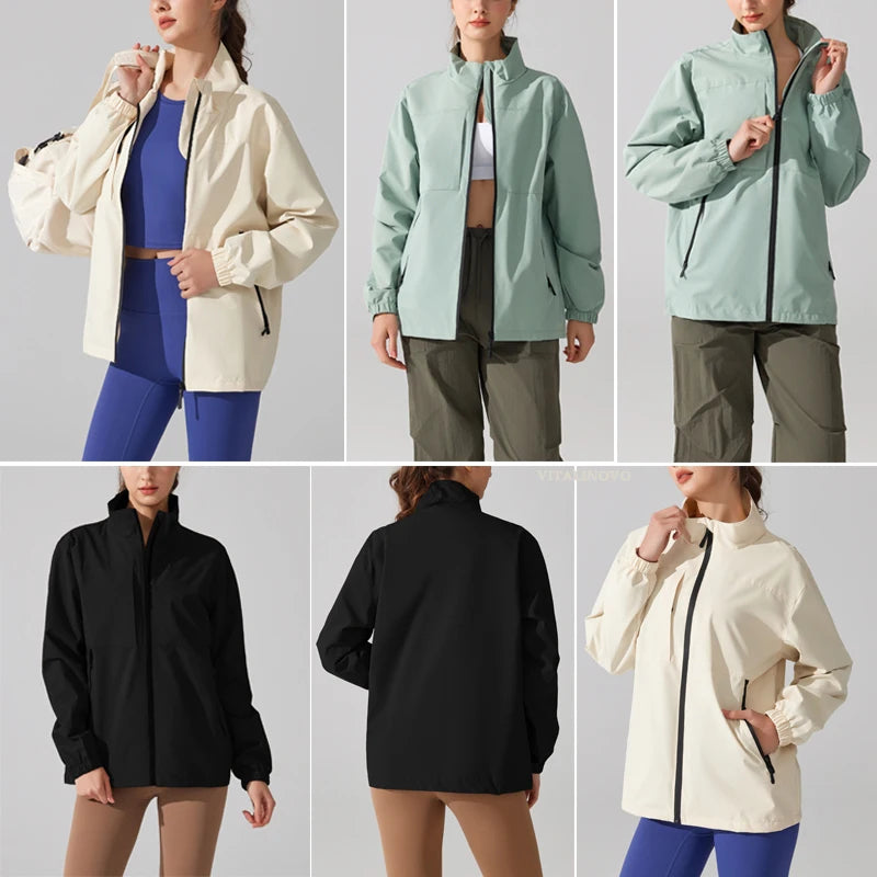Women's Winter Apparel: Lightweight, Waterproof, Stand Collar, Windbreaker Jacket / Rungear