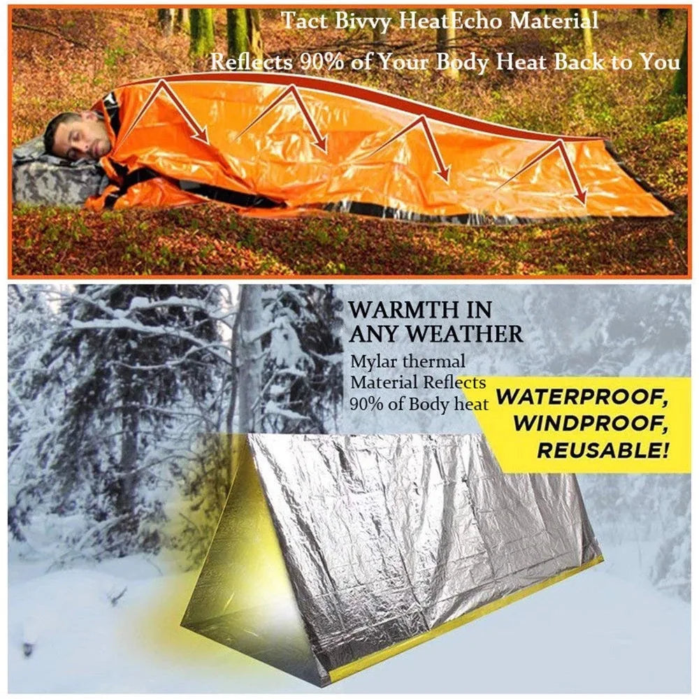 Emergency Survival Sleeping Bag | Waterproof Thermal Mylar Blanket for First Aid & Rescue