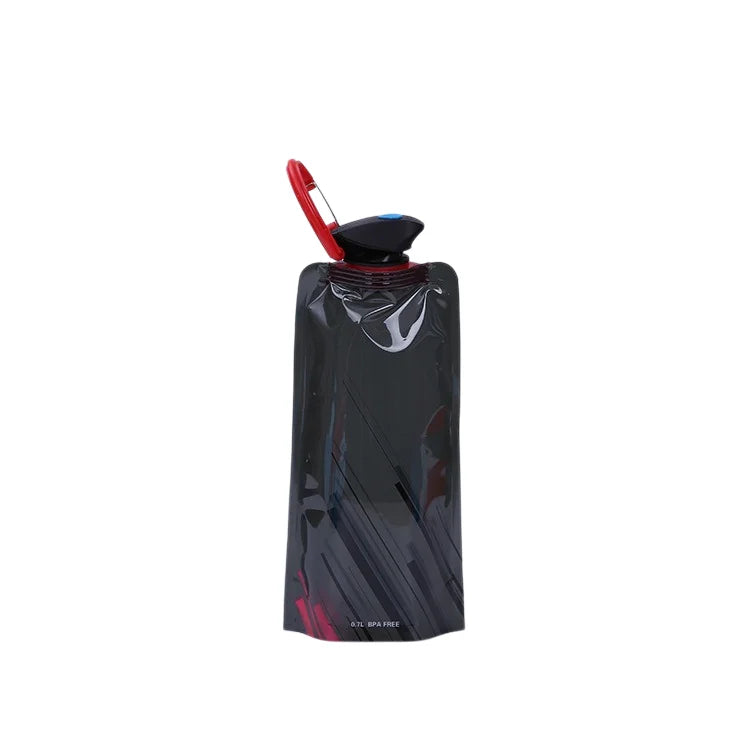 Hydration Gear Accessories: Foldable, Flexible, Reusable Travel Soft Flask Water Bottle Pouch with Carabiner Clip / Rungear
