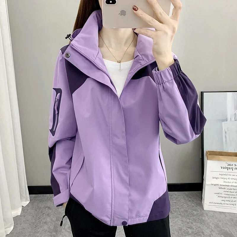 Women's Jacket Apparel: Waterproof, Windproof, Single-layer, Long Sleeved Hooded Jacket with Zipper / Rungear