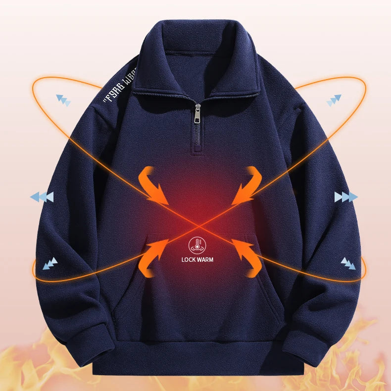 Plus Size Men's Half Zip Long Sleeve Pullover Sweatshirt For Autumn Winter