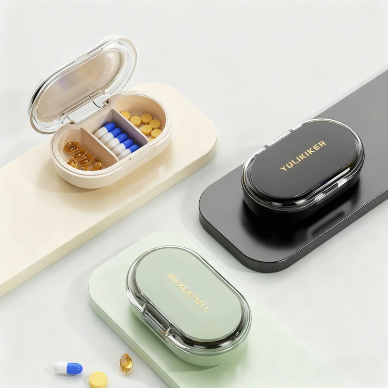 Portable Travel Size Moisture-Proof Medicine Box with Three Compartment Storage
