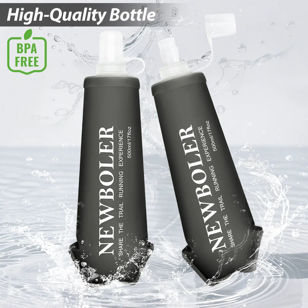 NEWBOLER Soft Flask – Foldable TPU Water Bottle | 150ml / 250ml / 500ml | Running, Hiking & Cycling