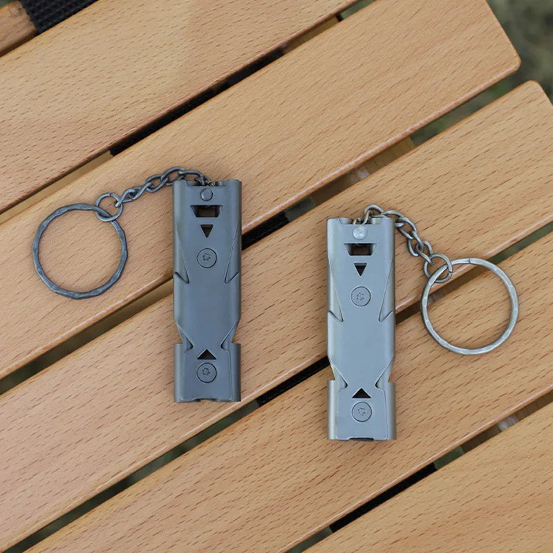 Trail Safety Gear: Survival Whistle, Double Tube, Bursting Sound Whistle, Outdoor SOS Whistle, Stainless Steel High Frequency Rescue Whistle / Rungear