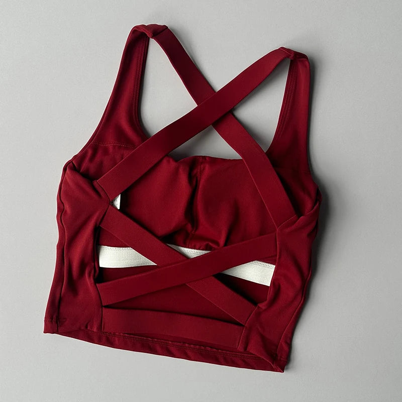 Women's Cross-Strap Wrap Sports Bra | Breathable Push-Up Gym & Yoga Bralette | RUNGEAR