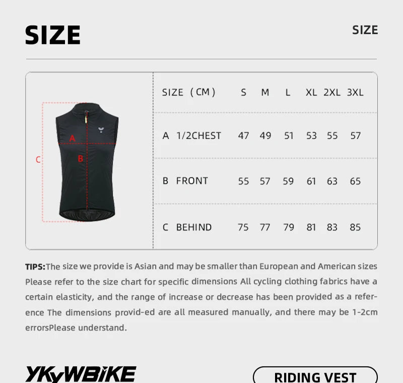 YKYWBIKE Cycling Gilet | Windproof, Breathable & Packable | Men's | RUNGEAR