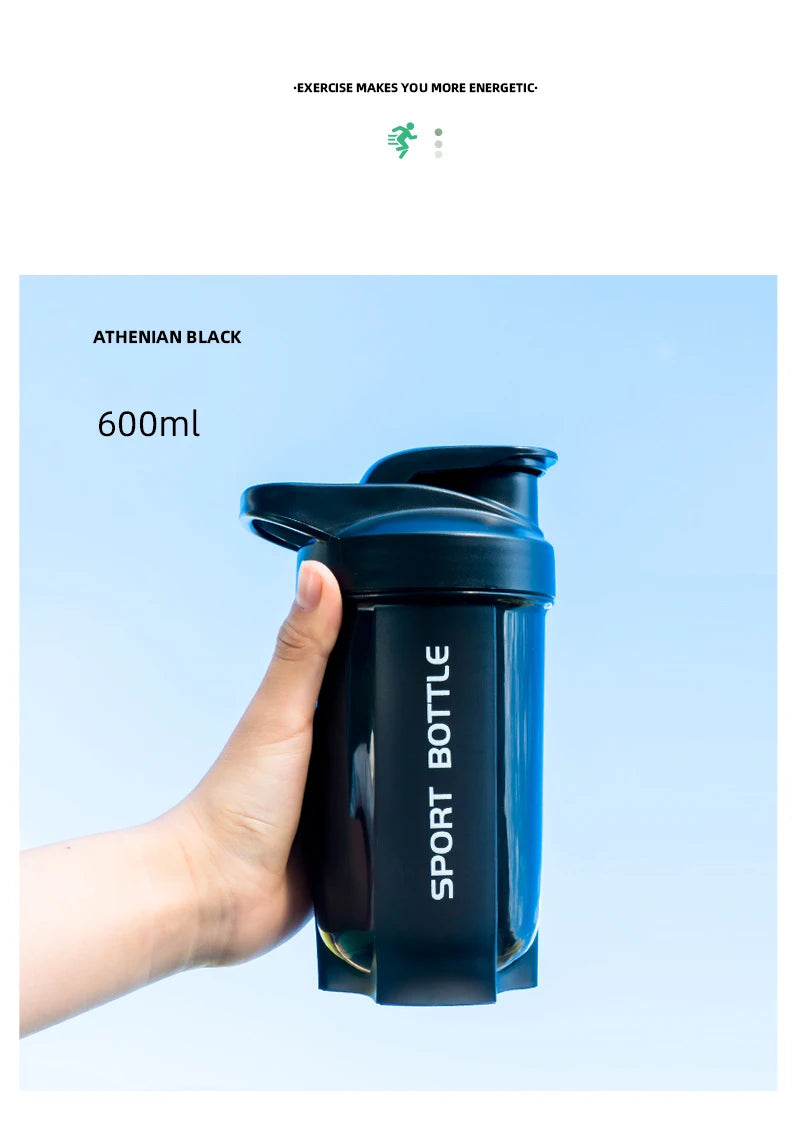 600ml Leakproof Protein Shaker Bottle with Measurement Scale – Portable Sports Mixing Cup for Gym, Outdoor Fitness & Training | RUNGEAR
