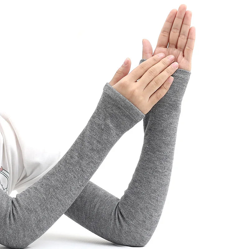 Winter Gear Accessories: Unisex, Thickened, Plush Cold-Proof, Warm Elbow Guard, Fingerless Arm Sleeves with Thumb Holes / Rungear