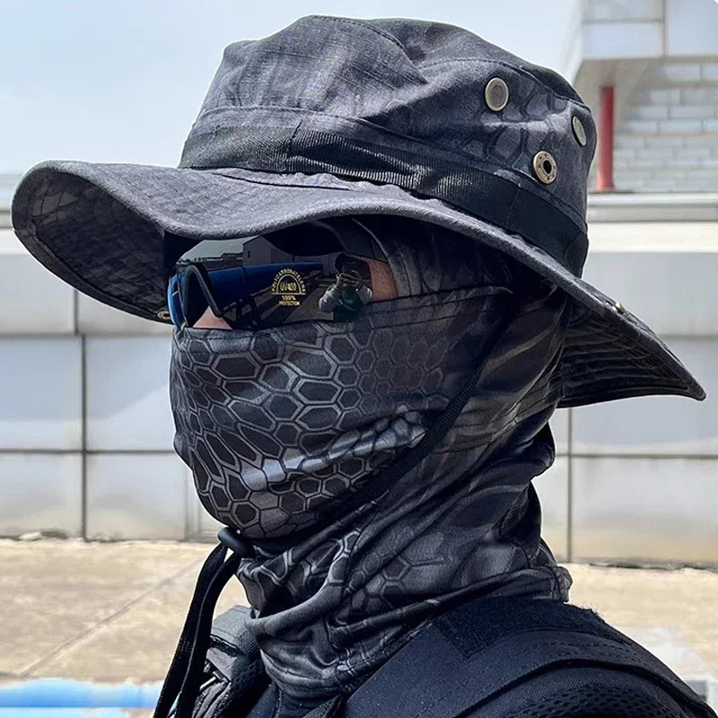 Hat Gear Accessories: Soft, Foldable, Wide Brimmed Hat and Balaclava Set for UV Protection / Rungear
