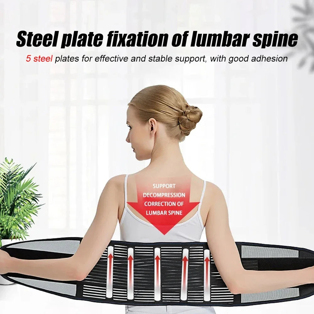 Lumbar Back Brace Support Belt | Breathable Anti-Skid with 5 Stays | Heating & Ventilate