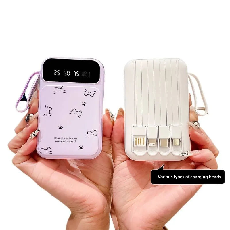 Tech Gear Accessories: 20000mAh Fast-Charging, Portable Power Bank with Built-in Cables