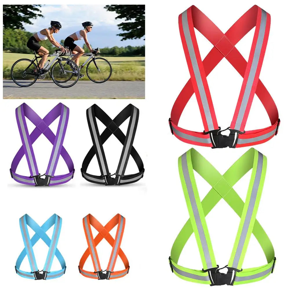Reflective Safety Vest Harness – Adjustable, Elastic, High-Visibility | Night Running, Cycling & Outdoor | Adults & Children | 5 Colours
