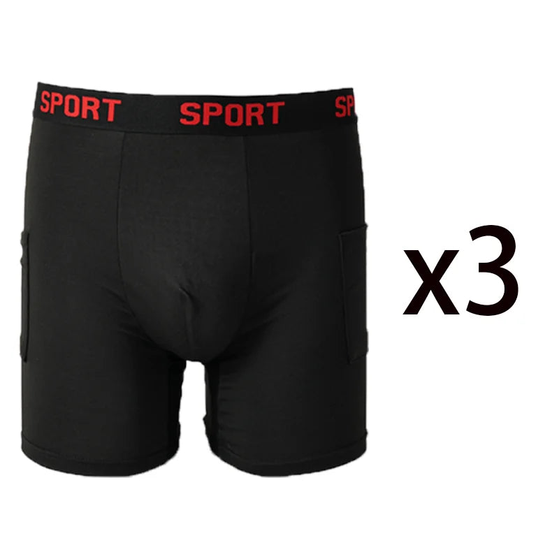 Men's Sports Boxer Shorts 3-Pack – High Elasticity, Breathable Flat-Crotch Underwear