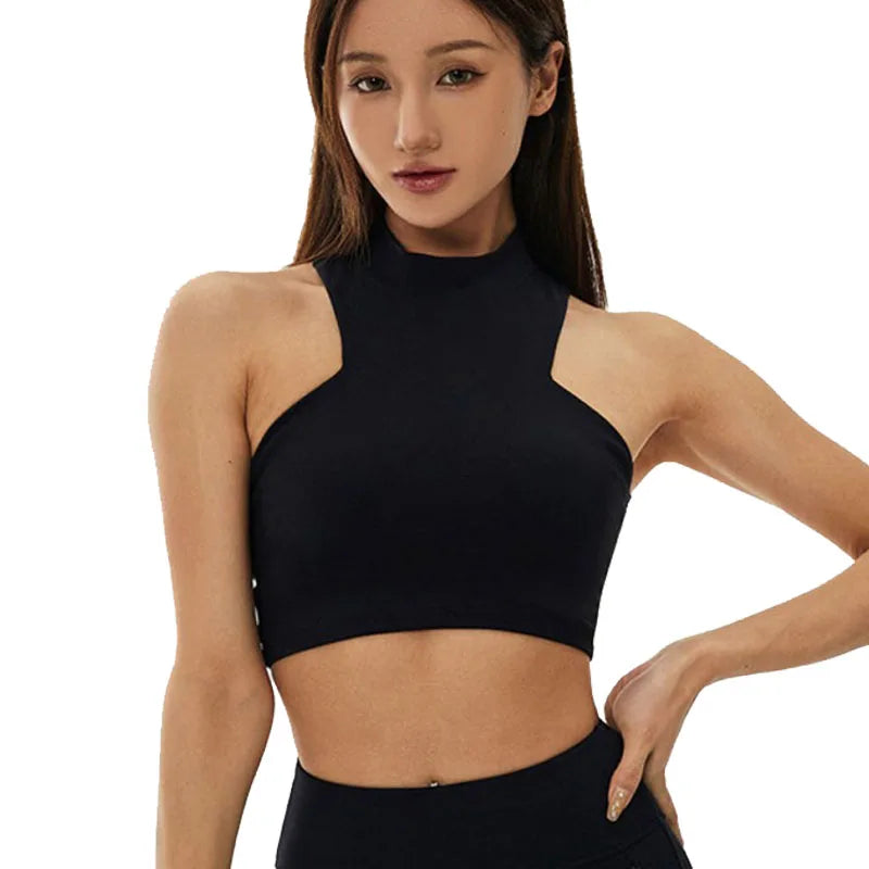 Women's High Neck Compression Sports Bra | Quick Dry, Elastic Back | RUNGEAR