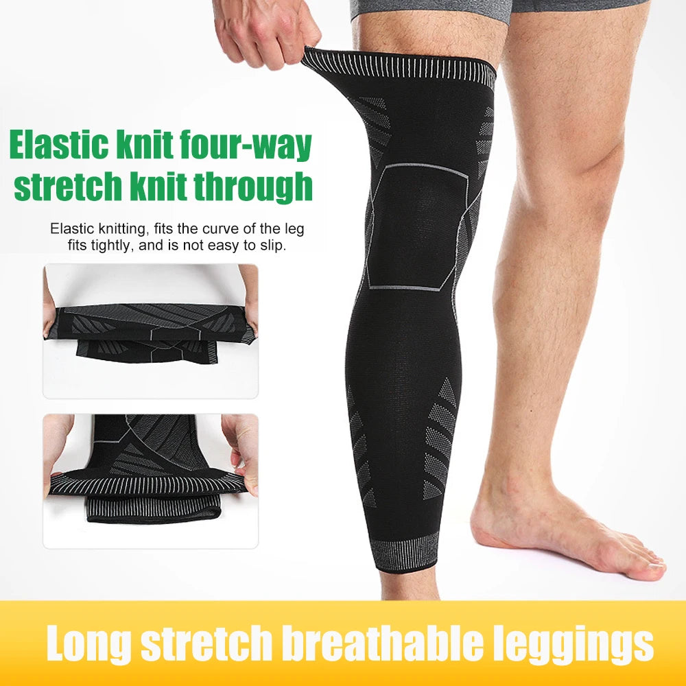 Long Full Leg Sports Brace Support Compression Sleeves For Knee Pain Relief