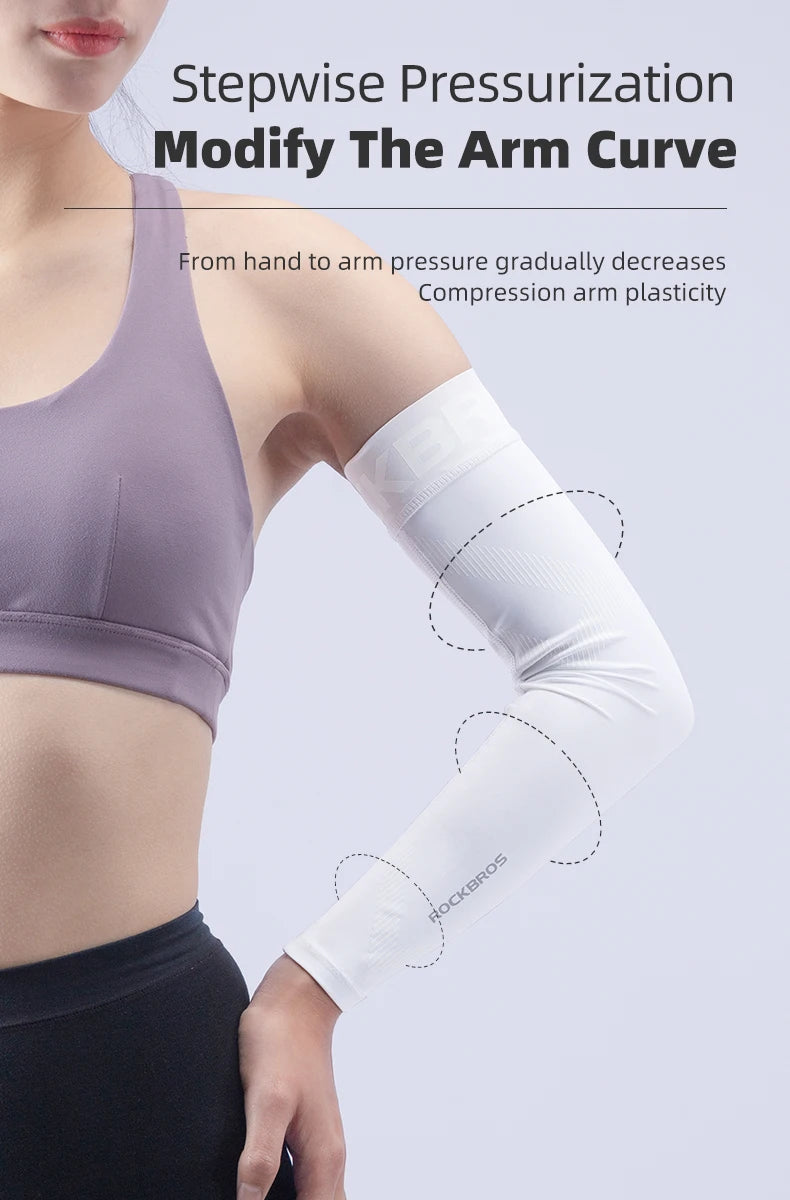 Compression Apparel Gear: ROCKBROS Breathable, Quick-Dry UV Protection Ice Fabric Sports Arm Sleeves / Rungear