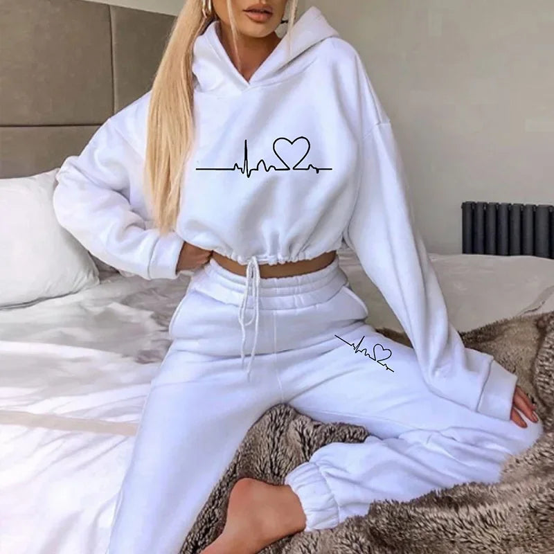 Women Winter Apparel: Sports 2 PC Sweatshirt Pullover Hoodie and Sweatpants Outfits 2025 / Rungear