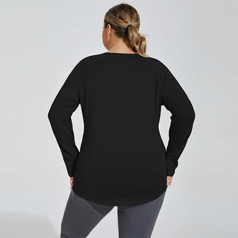 Plus Size Women's 2025 Long Sleeve Sportswear Tops Fitness T-Shirt