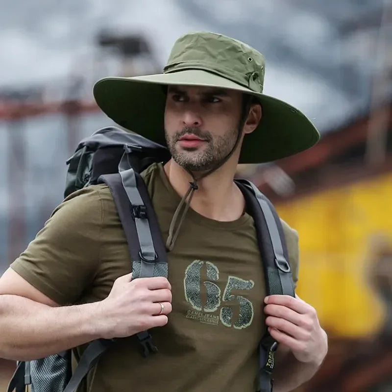 Unisex Wide Brim UV Sun Hat | Breathable Mesh Boonie for Hiking & Fishing