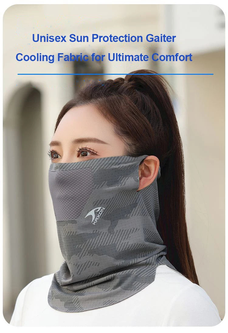 Cooling Sun Protection Neck Gaiter with Ear Loops | Breathable Face Cover | RUNGEAR