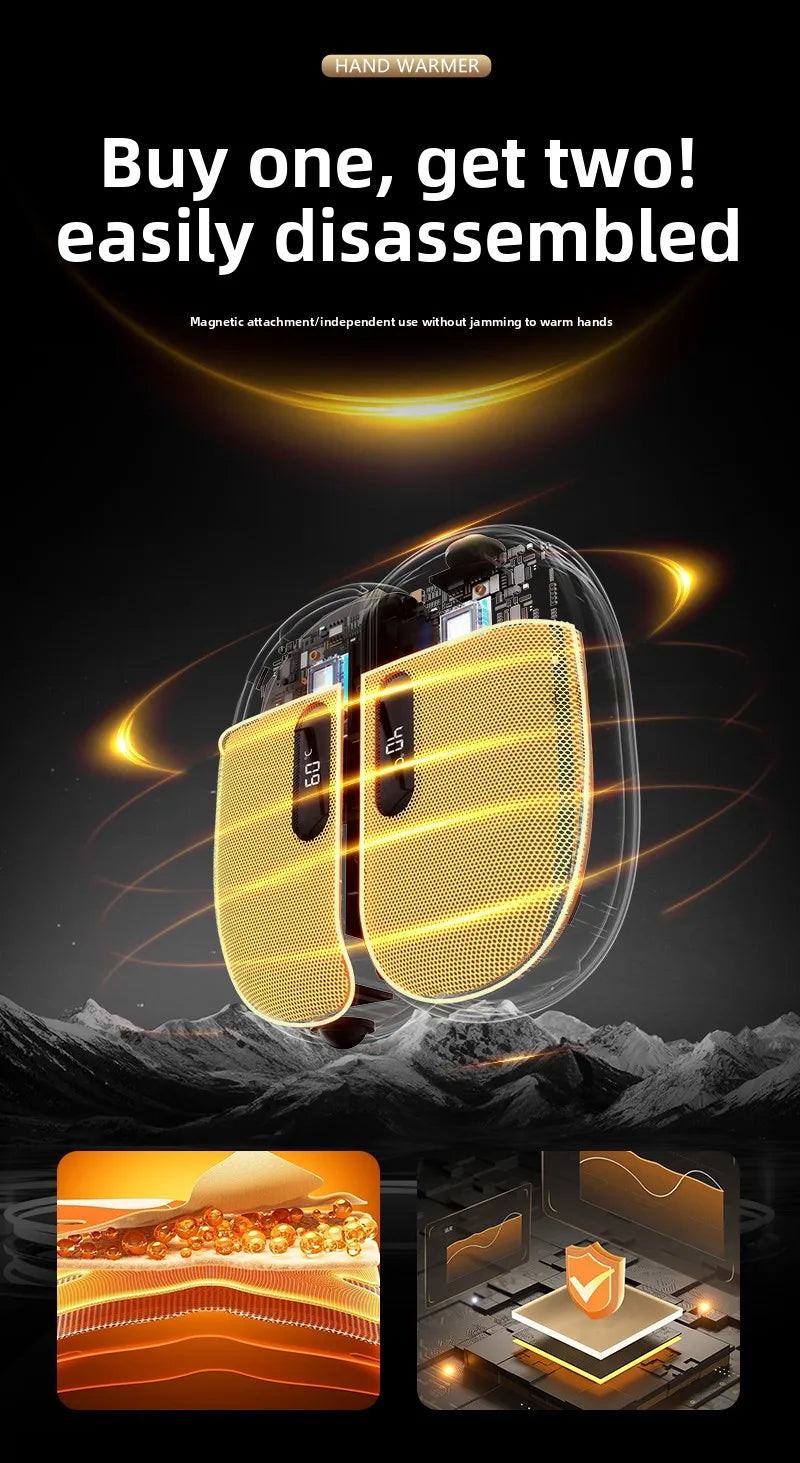 Magnetic Detachable Rechargeable Hand Warmer — 2-in-1 Mini Heat Pack | Up to 6 Hours
