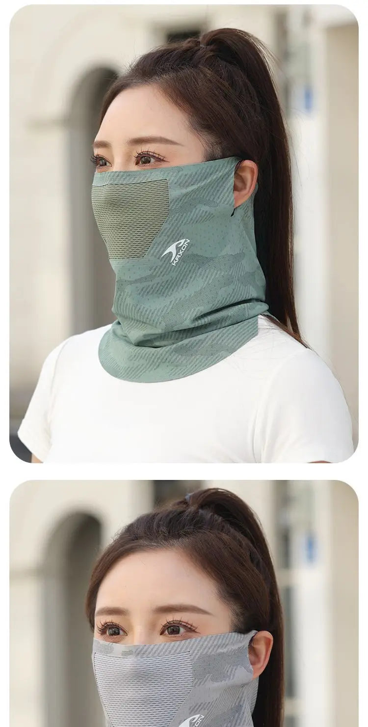 Cooling Sun Protection Neck Gaiter with Ear Loops | Breathable Face Cover | RUNGEAR