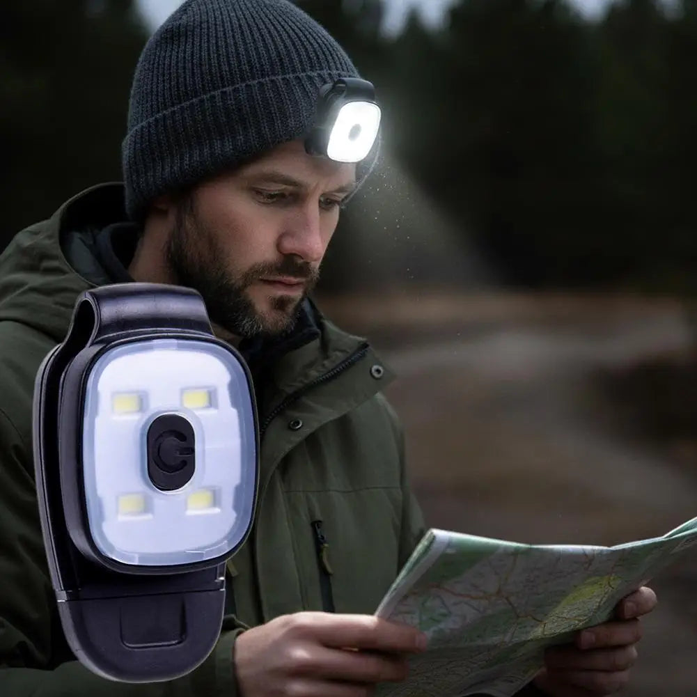USB Rechargeable LED Clip Headlamp – Lightweight, Waterproof Night Running Safety Light | White & White/Red | RUNGEAR
