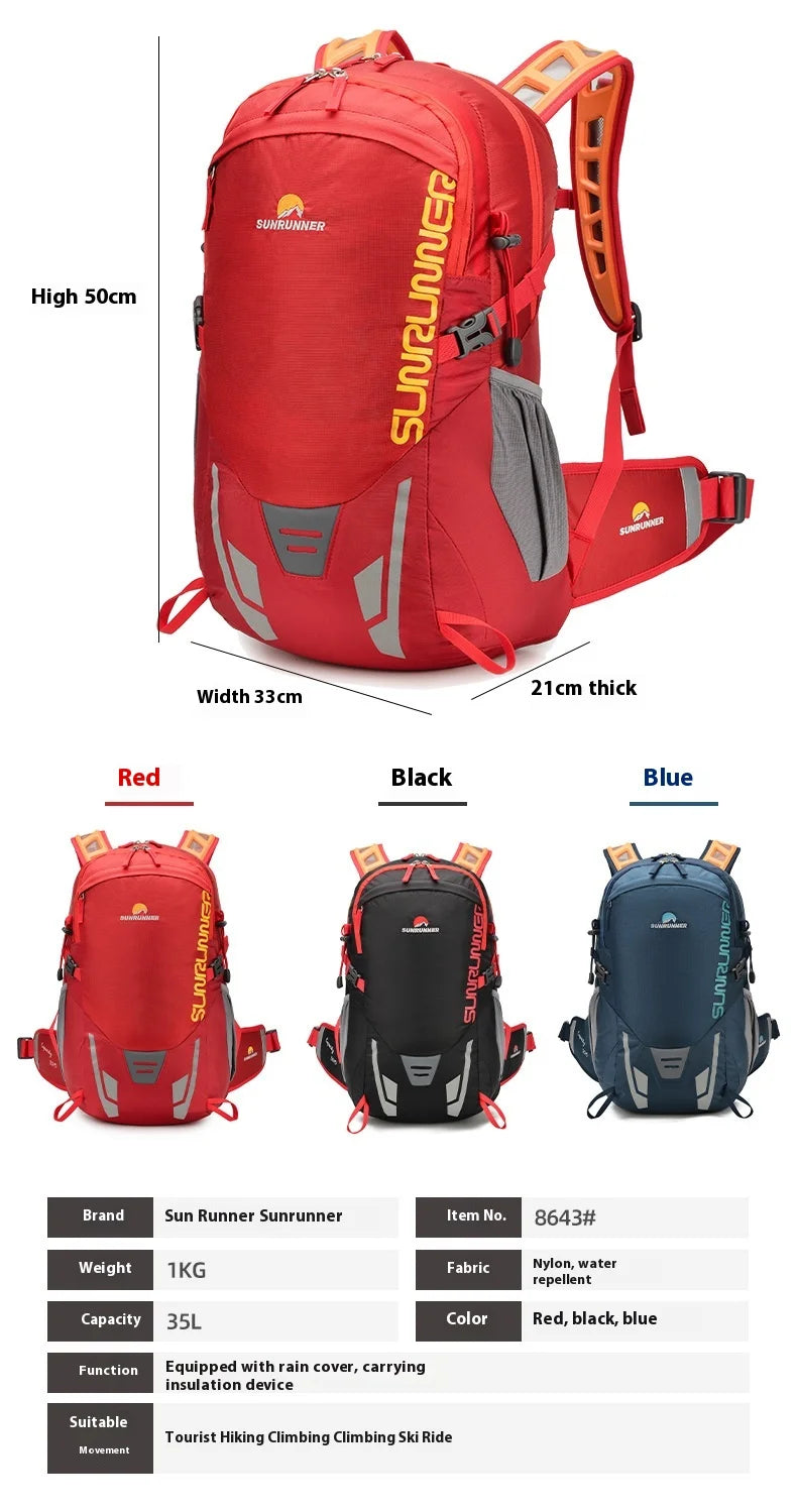 Trail Gear Accessories: 35L Large Capacity Lightweight Hiking Travel Backpack Bag For Outdoors / Rungear