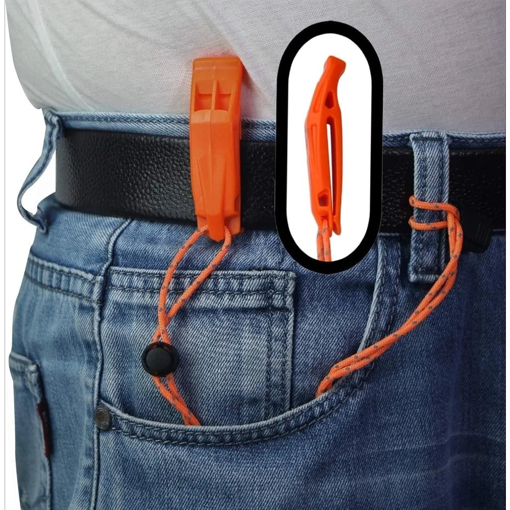 Loud Emergency Survival Whistle – Pealess, Compact, Braided Lanyard | Hiking, Camping & Rescue | Black, Red, Green & Orange
