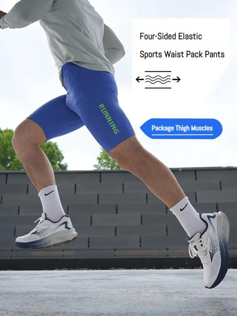 Men's Compression Running Shorts with Pockets | Quick-Dry Nylon-Elastane Athletic Shorts