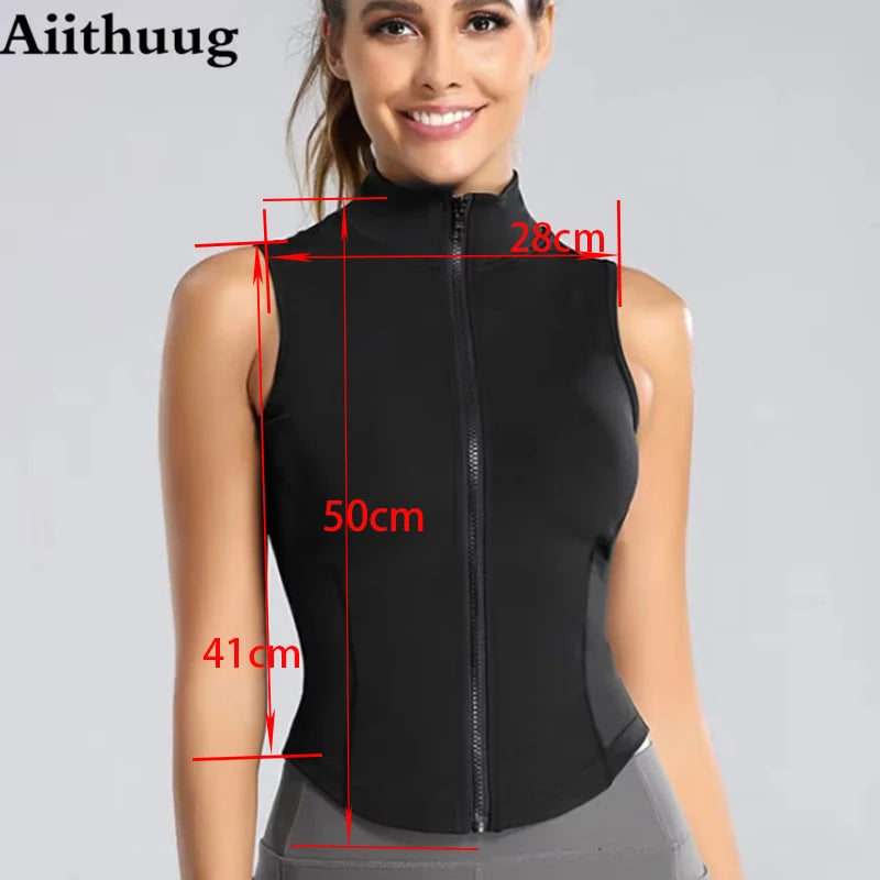 Women's Running Apparel: Sleeveless, High Neck, Breathable, Quick-Dry, Full Zip Up, Athletic Sweat Vest for Running, Fitness, Workout / Rungear