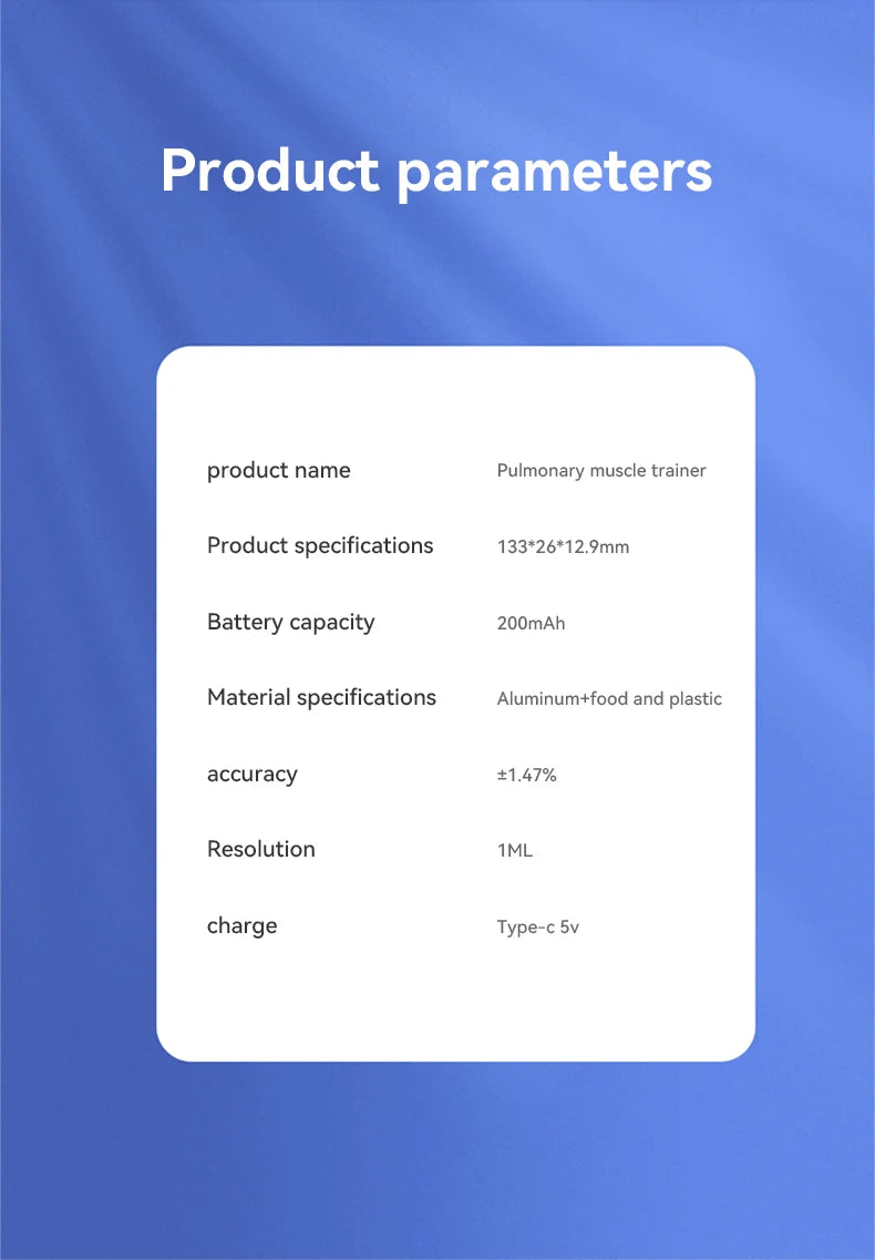Bluetooth Spirometer Breath Trainer – Digital Lung Capacity & Respiratory Muscle Tester