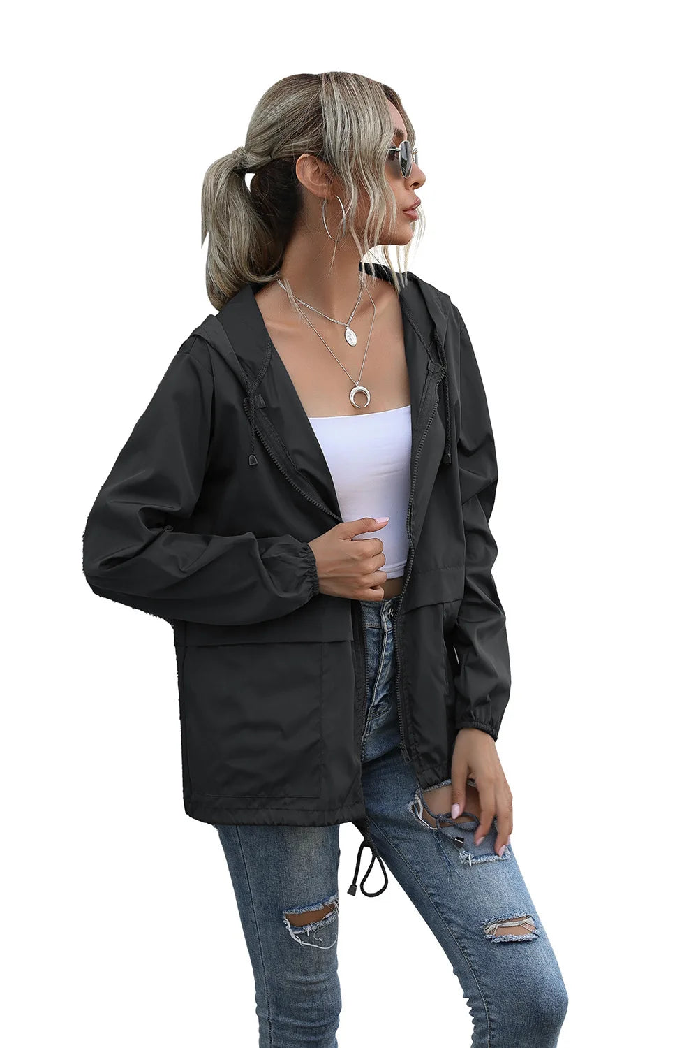 Women's Jackets Apparel: Ultralight, Waterproof, Windproof, Slim Hooded Windbreaker Jacket / Rungear