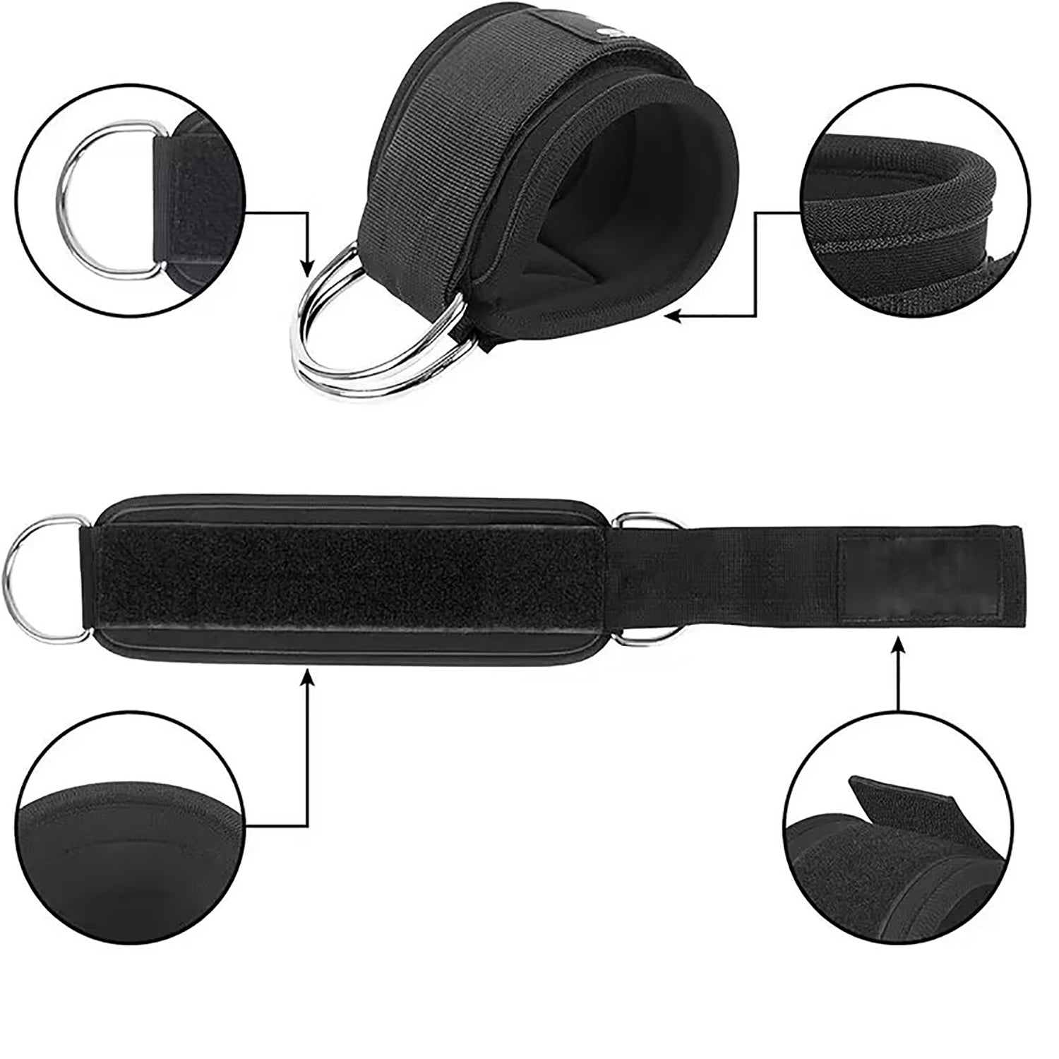 Ankle Strap & Resistance Band Set | Padded Neoprene Cuffs with D-Ring & Colour-Coded Resistance Tubes for Gym & Home Training | RUNGEAR