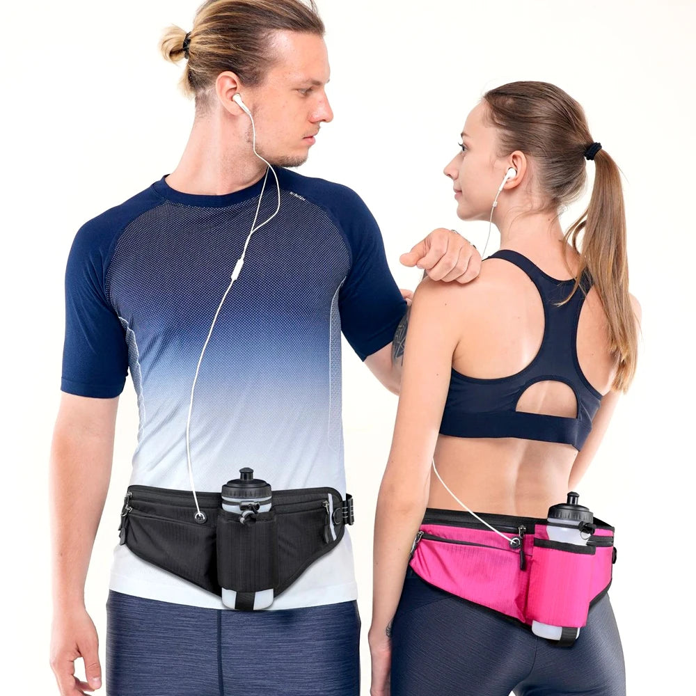 Waterproof Hydration Running Belt with 90° No-Bounce Bottle Holder – Adjustable Reflective Waist Pack for Running, Hiking & Cycling | RUNGEAR