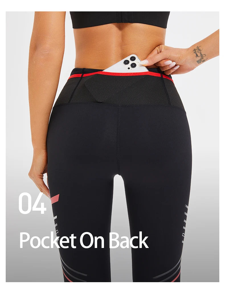Women's Compression Apparel: Printed High Waisted Workout Pants With Pockets / Rungear