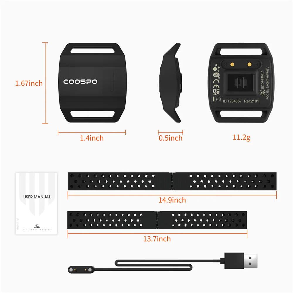 COOSPO HW9 Optical Heart Rate Monitor Armband | Bluetooth 4.0 & ANT+ Fitness Sensor for Garmin & Wahoo | RUNGEAR